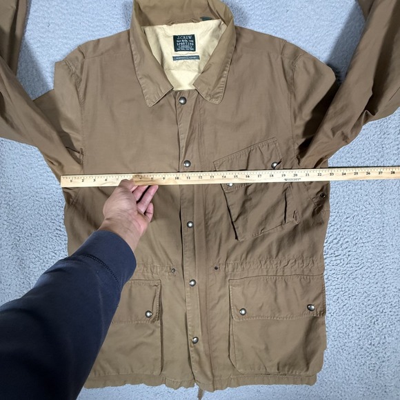 J Crew Jacket Mens Large Brown Stonehall Safari Outdoor Pockets Casual Preppy - Picture 7 of 13